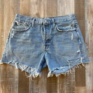 Agolde Distressed Denim Shorts - Blue